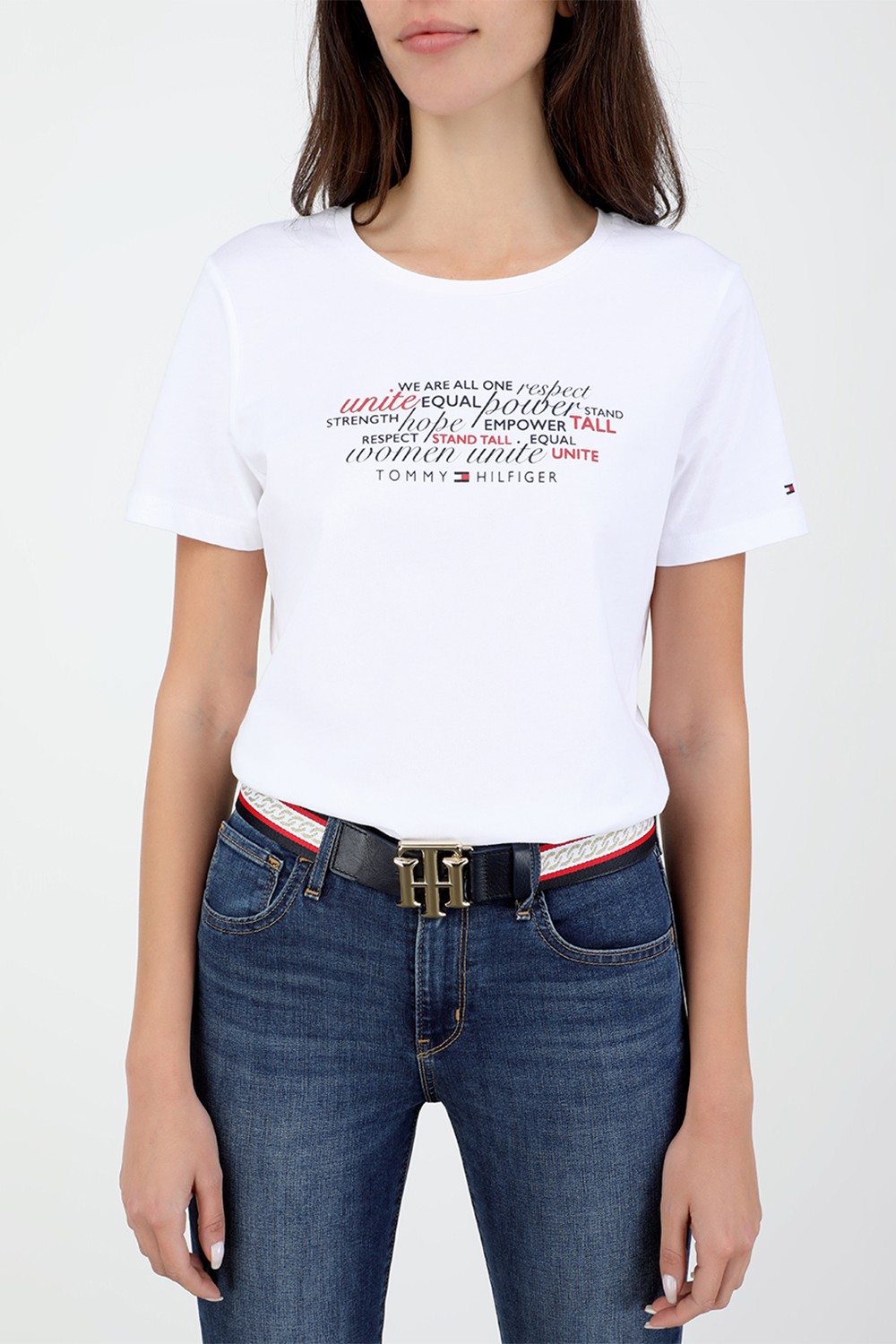 Metallic Monogram Webbing Belt image number null TOMMY HILFIGER